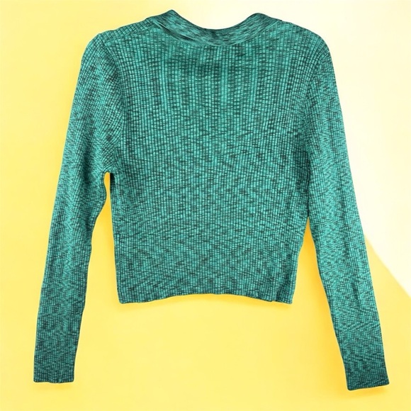 Rue21 Teal Ribbed Knit Collared V-Neck  Long Sleeve Sweater XL Grunge Punk 90s - Picture 2 of 6